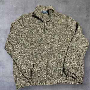 Vintage Polo Ralph Lauren Cotton Button Mock Neck Sweater Mens Xxl Pullover‎